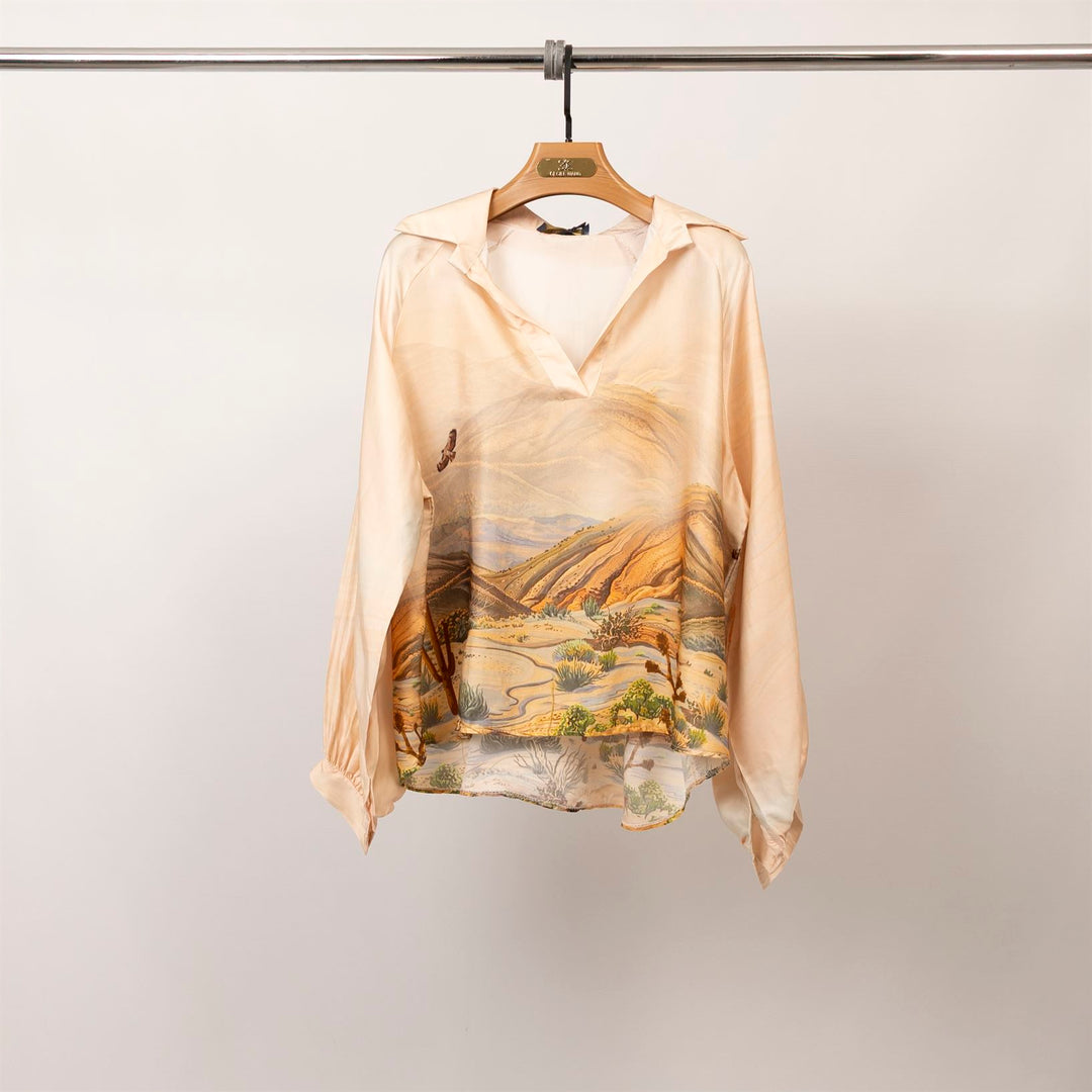 Satin tunic with desert landscape print – KD7365VS-34 