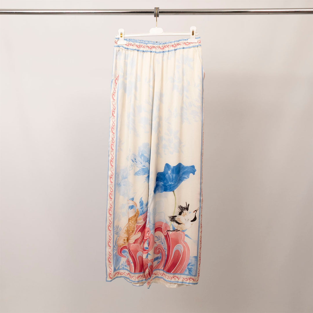 Wide-leg satin printed trousers – KD9099VS-5 