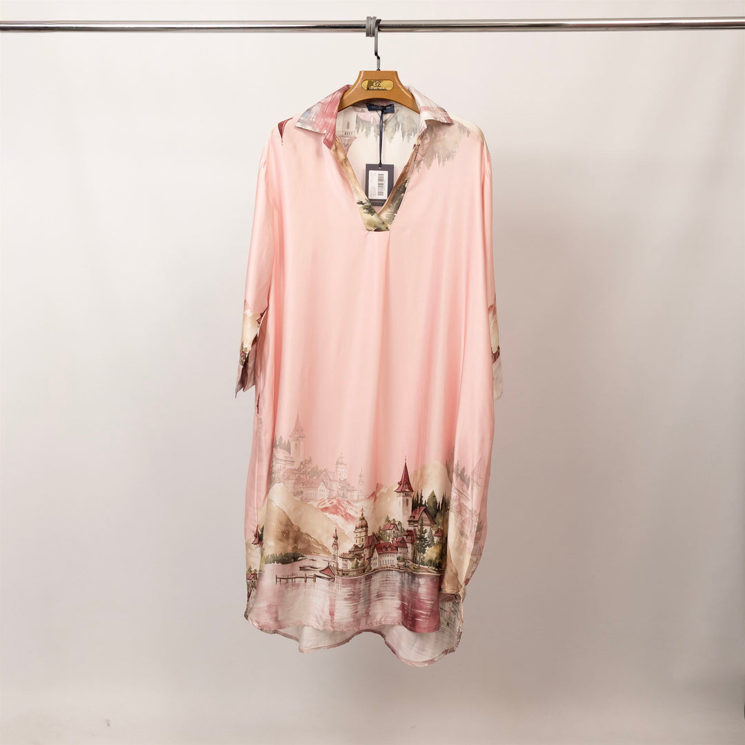 Robe longue satinée imprimé paysage – KD6120VS-32