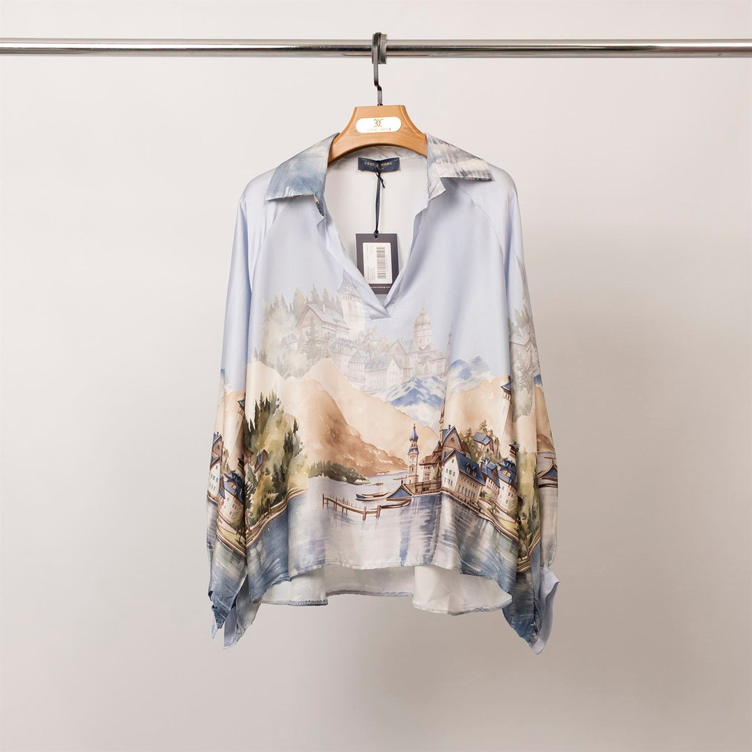 Tunique satinée imprimé paysage – KD7365VS-32