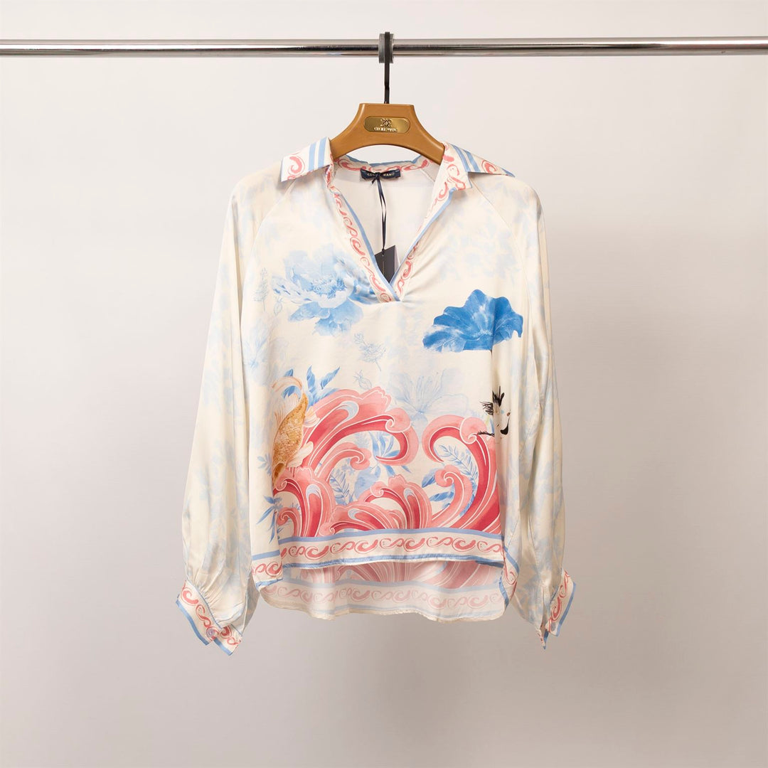 Floral print satin tunic – KD9085VS-5