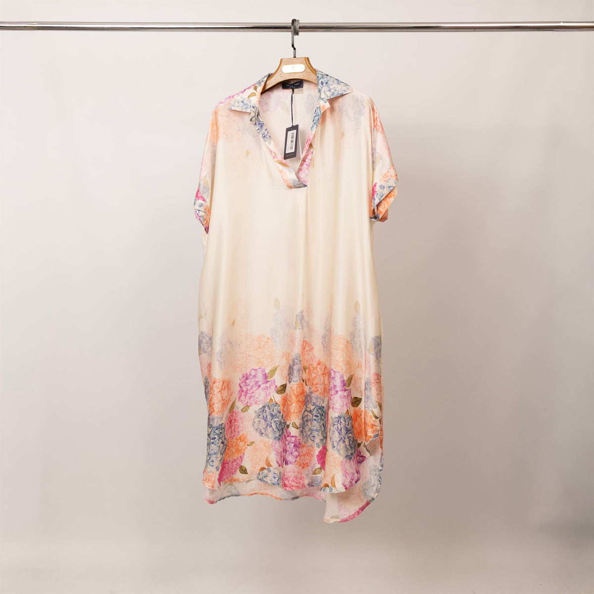 Robe satinée col chemise à imprimé hortensia – kd6917vs 5