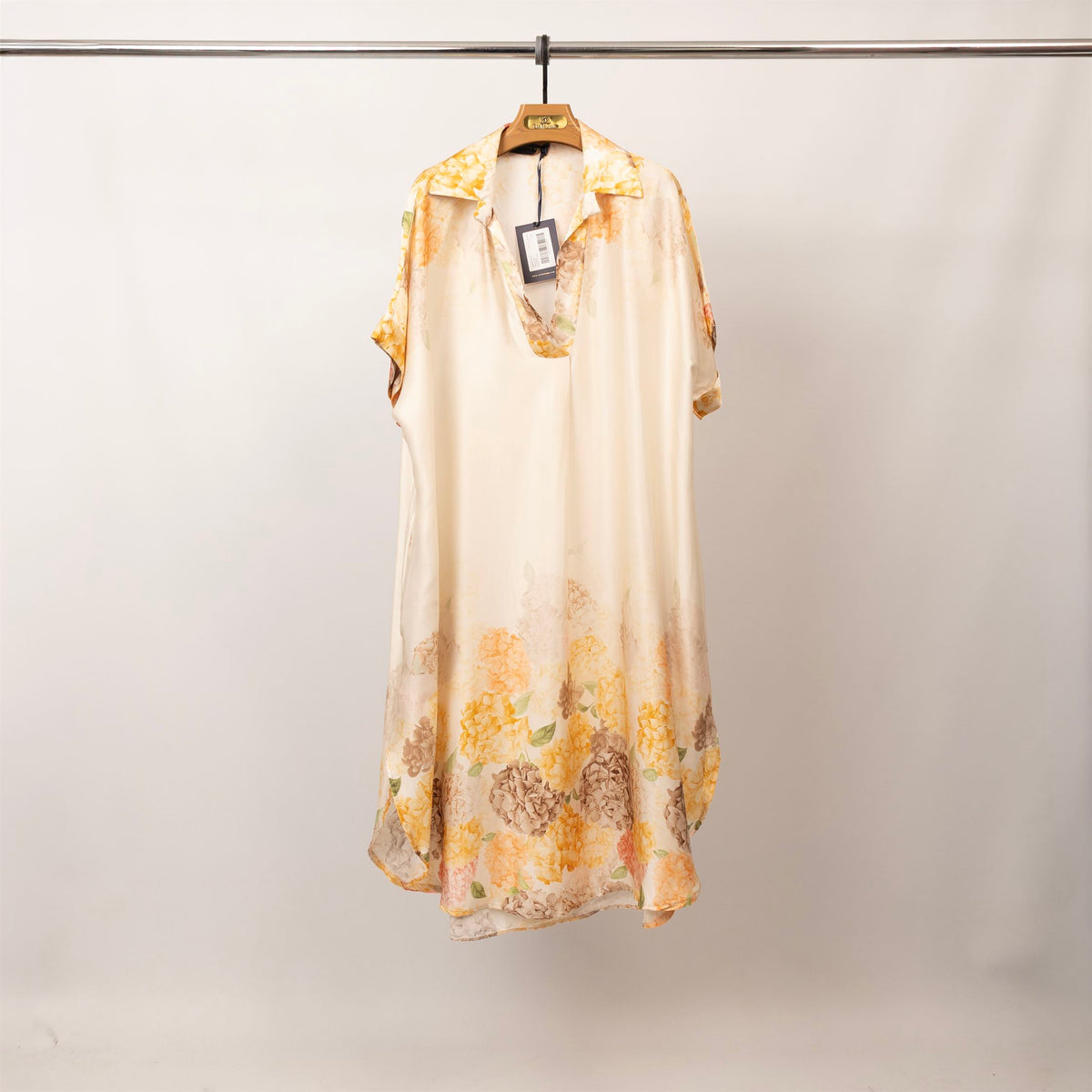 Robe satinée col chemise à imprimé hortensia – kd6917vs 5