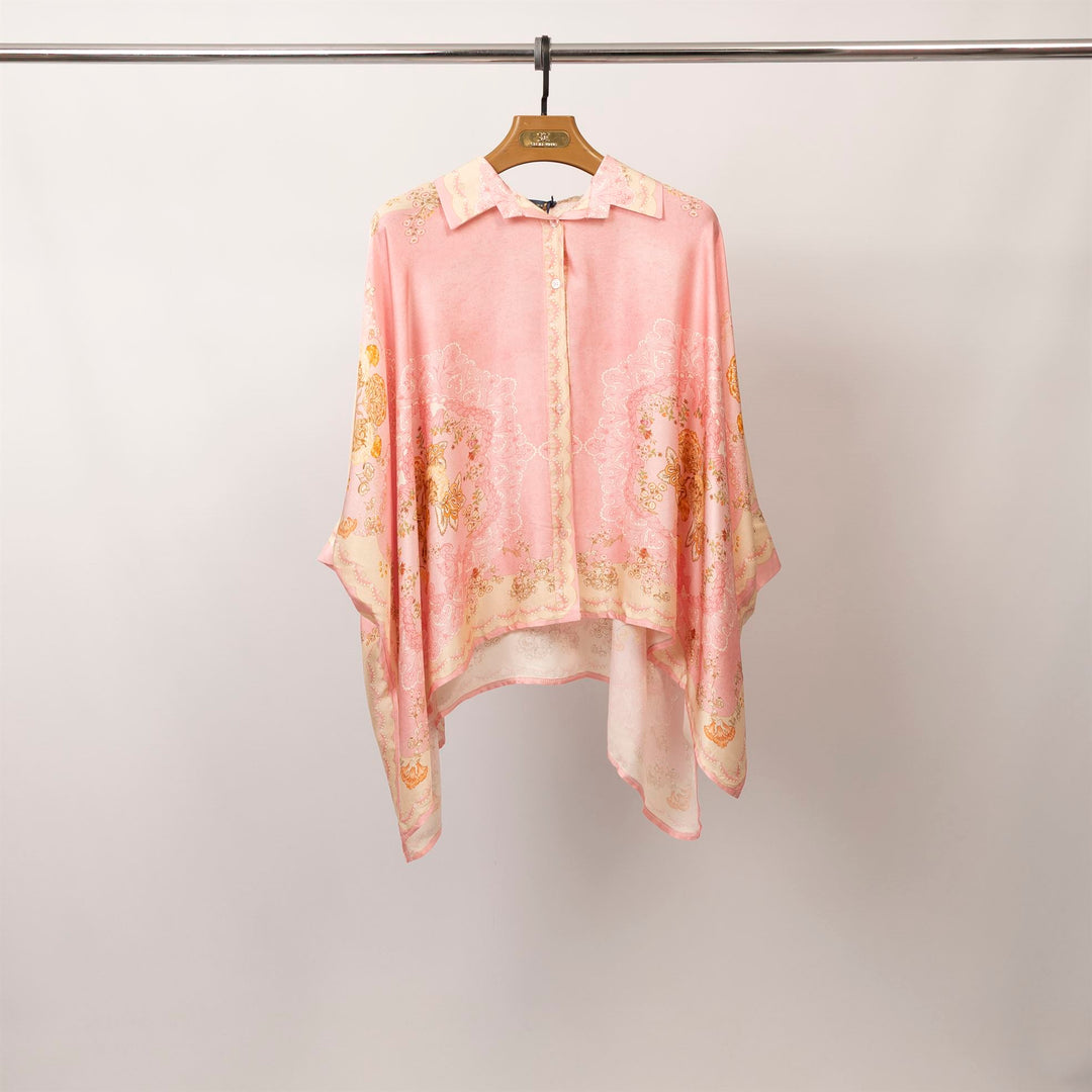 Chemise satinée à manches amples imprimé baroque – KD8871VS-3