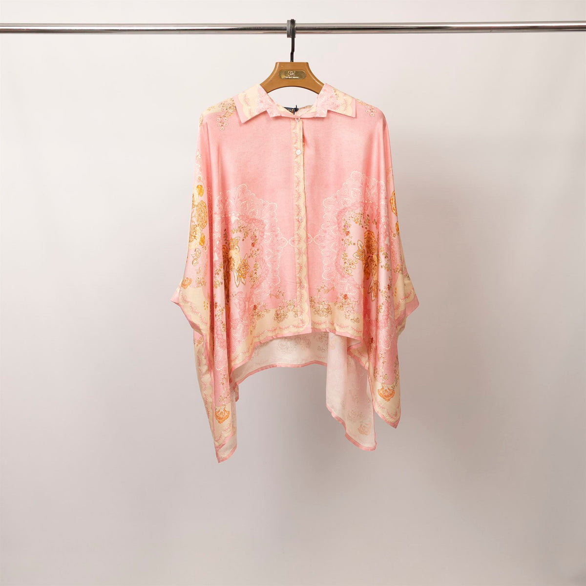 Baroque print satin shirt with wide sleeves – kd8871vs 3