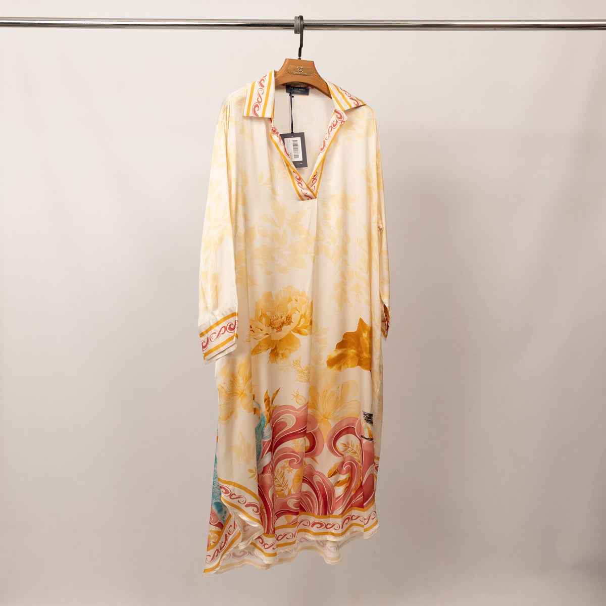 Floral print v neck satin dress kd9086vs 5 