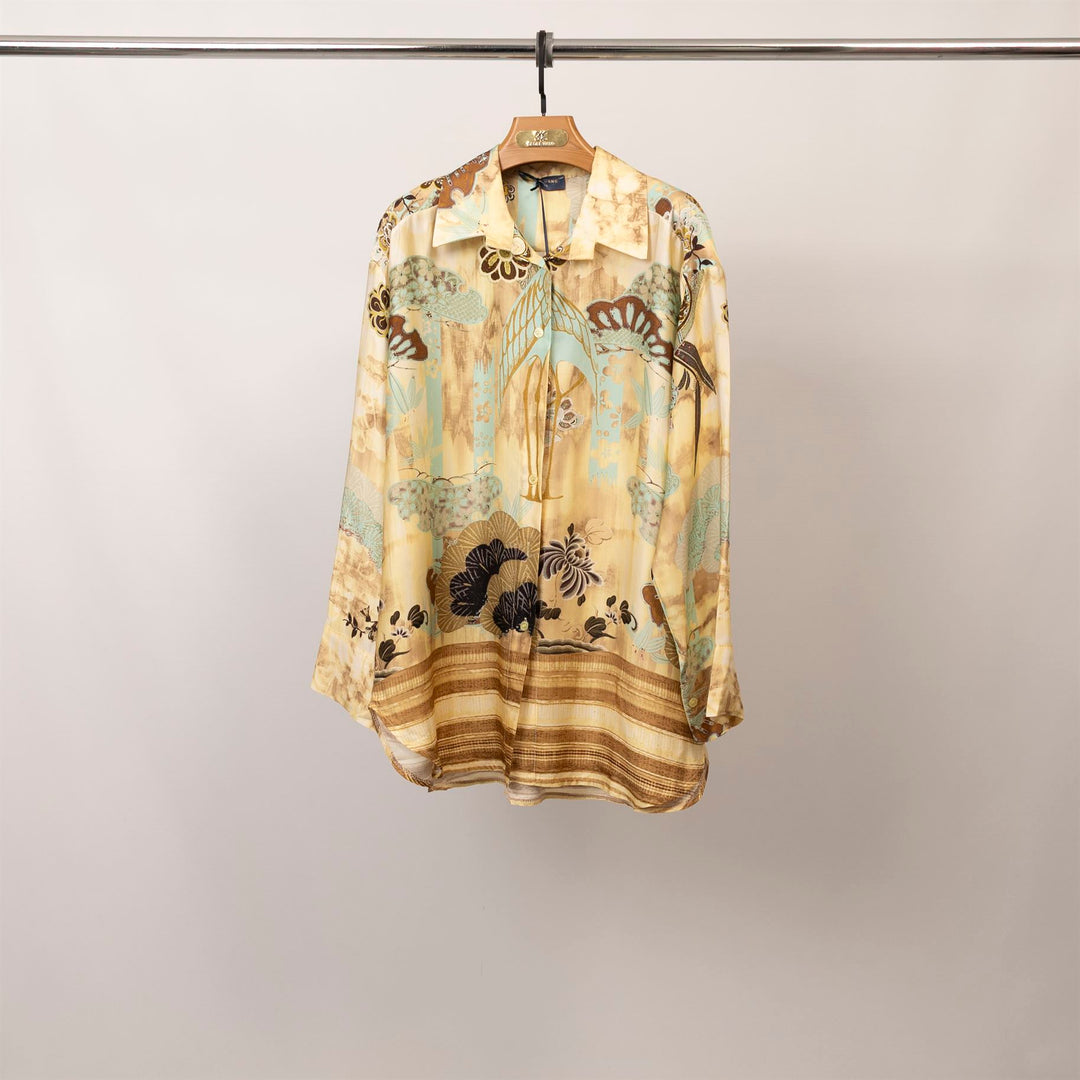 Satin shirt with Japanese print – KD9285VS-33 