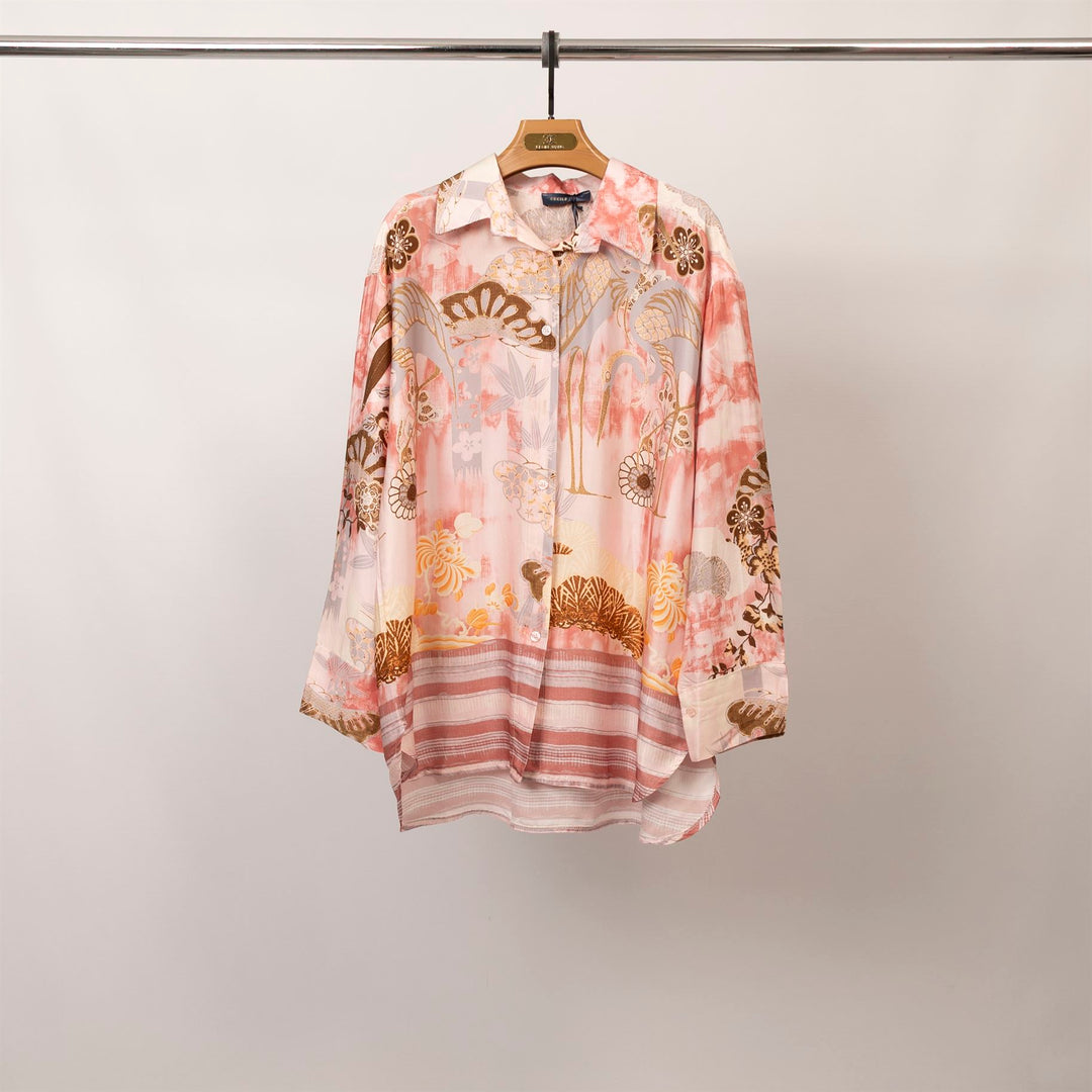 Satin shirt with Japanese print – KD9285VS-33 