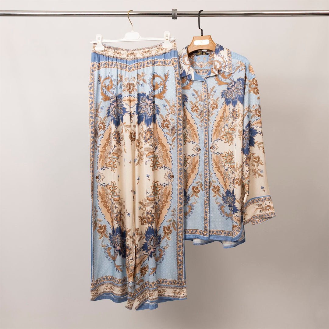 Flowy satin scarf print trousers – KD9099VS