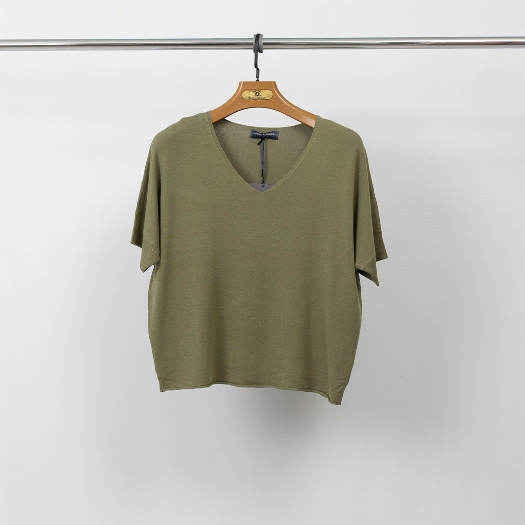 Pull fin oversize manches courtes col V – SVD6192