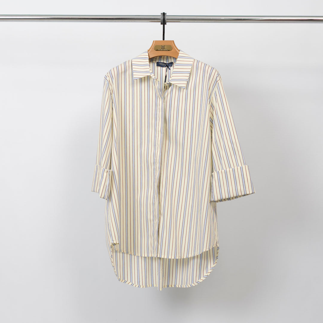 Ivory multicoloured loose fit striped shirt TDM50320-53
