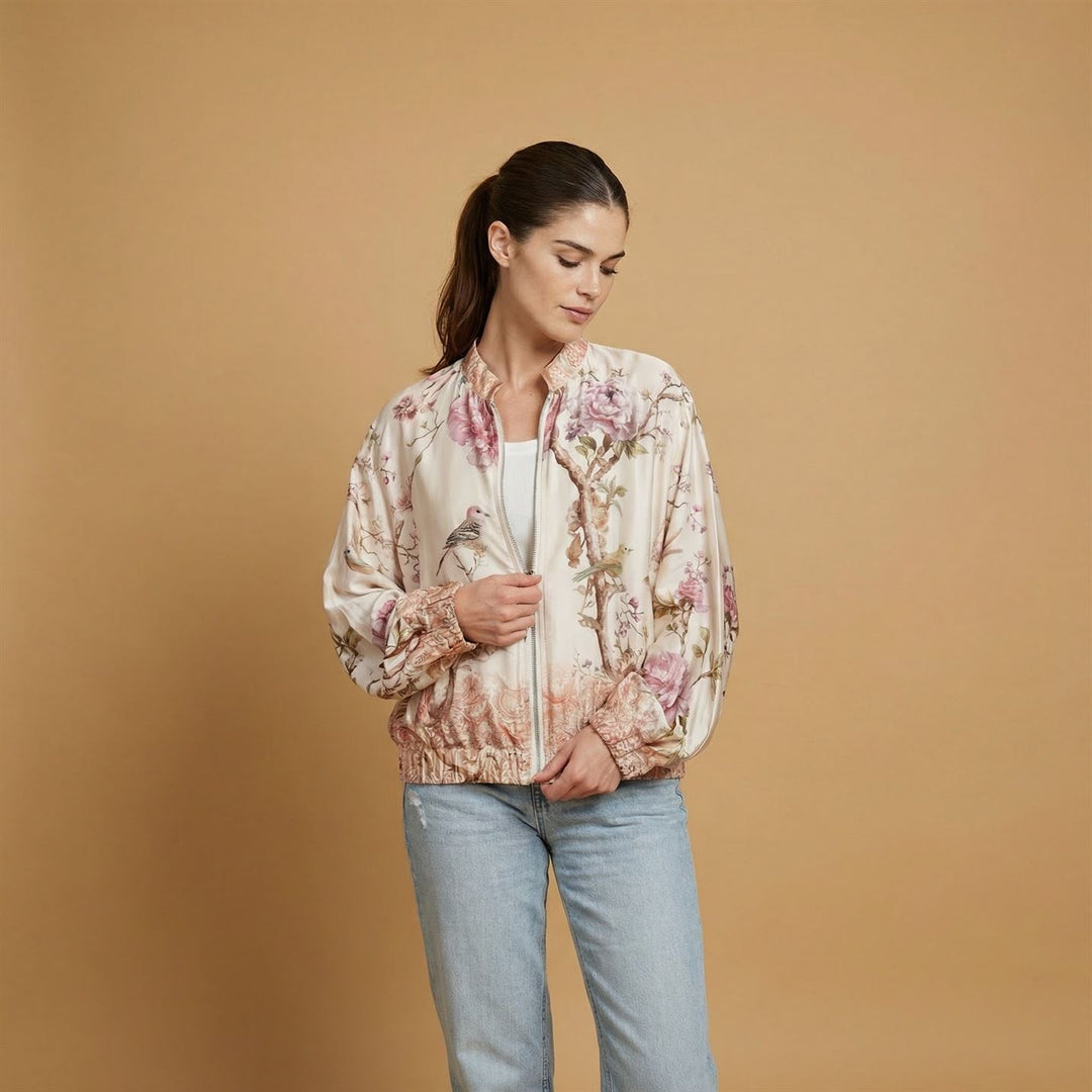 Veste satinée imprimée fleurs KD8772VS-11