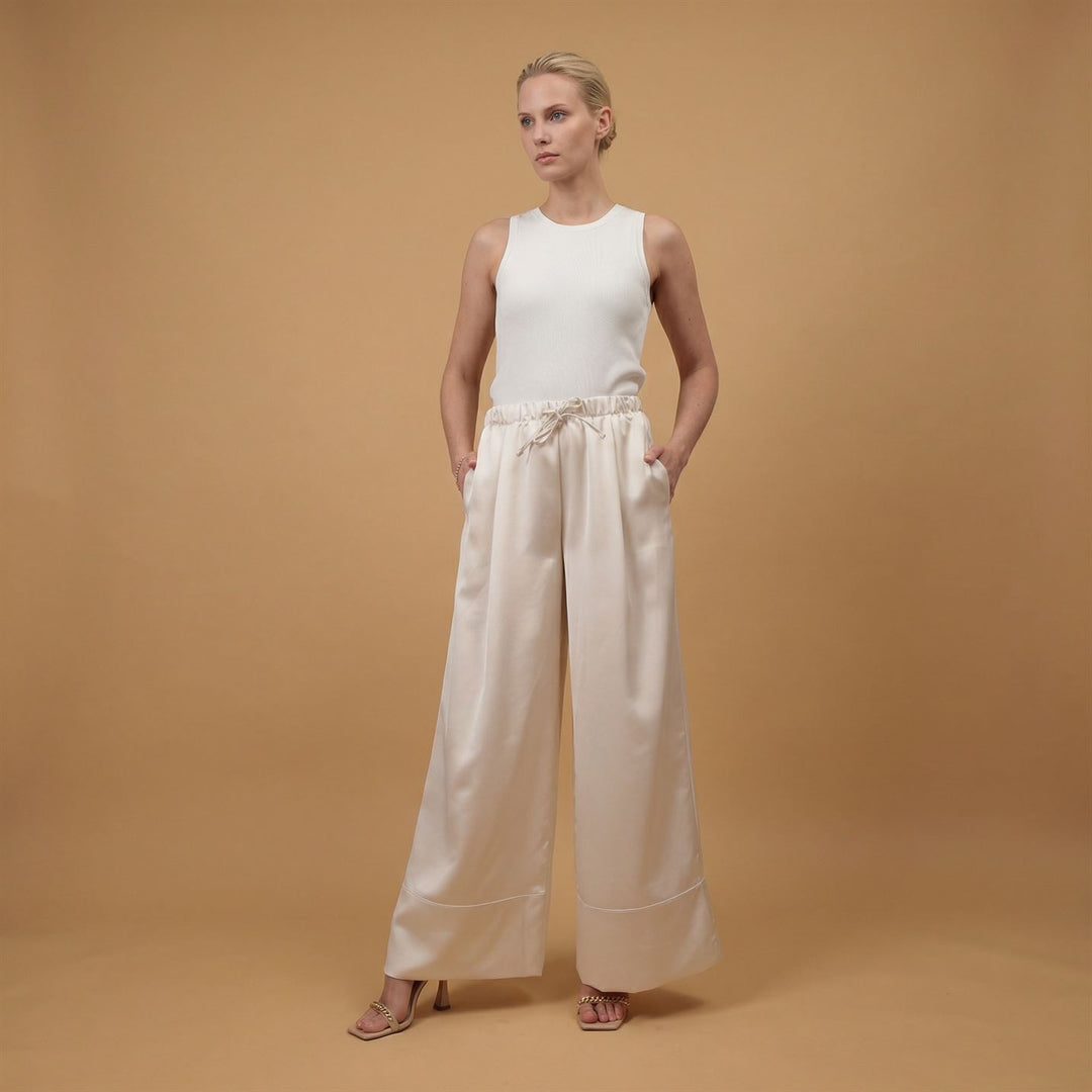 Satin trousers with elasticated waist – BCG0397-2 