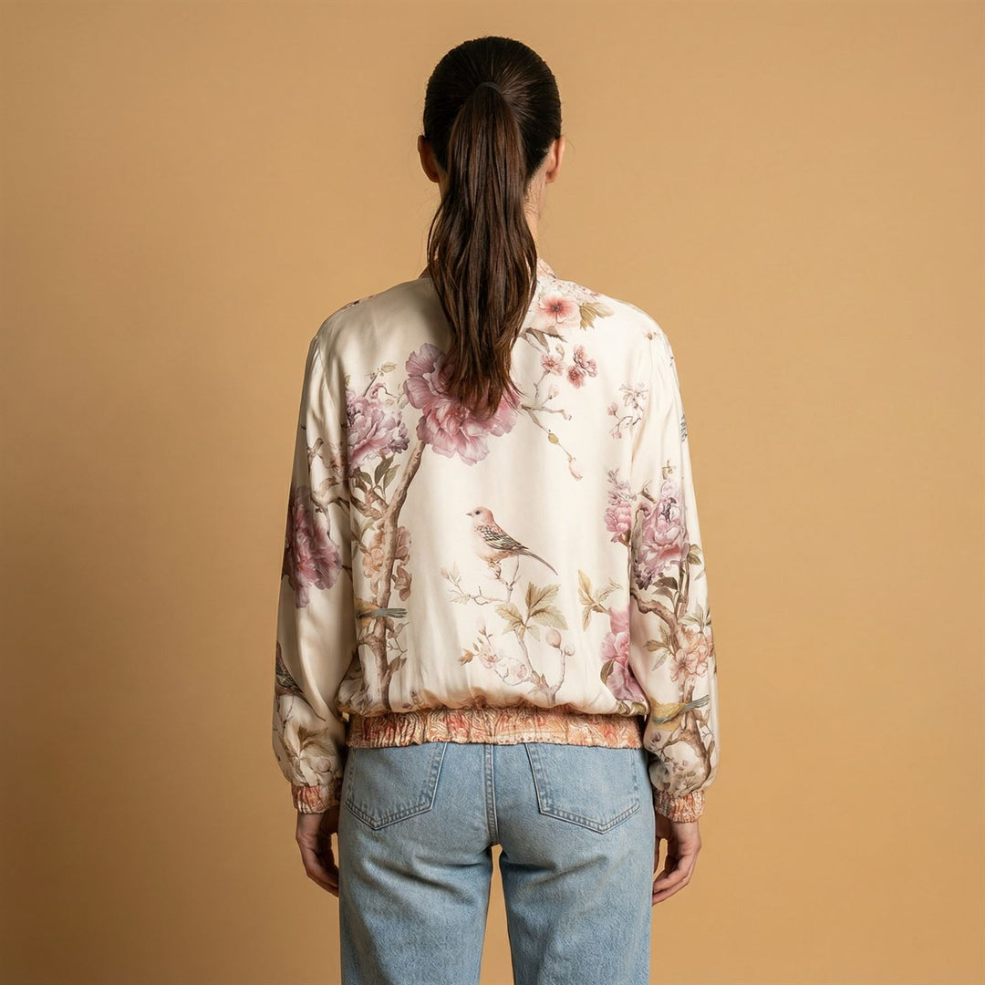 Veste satinée imprimée fleurs KD8772VS-11