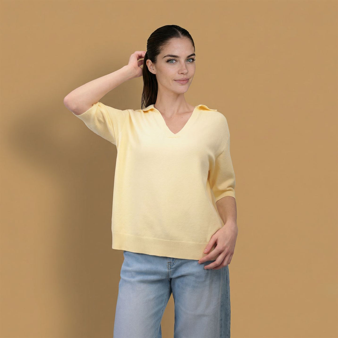 Pull maille fine col polo YF520911