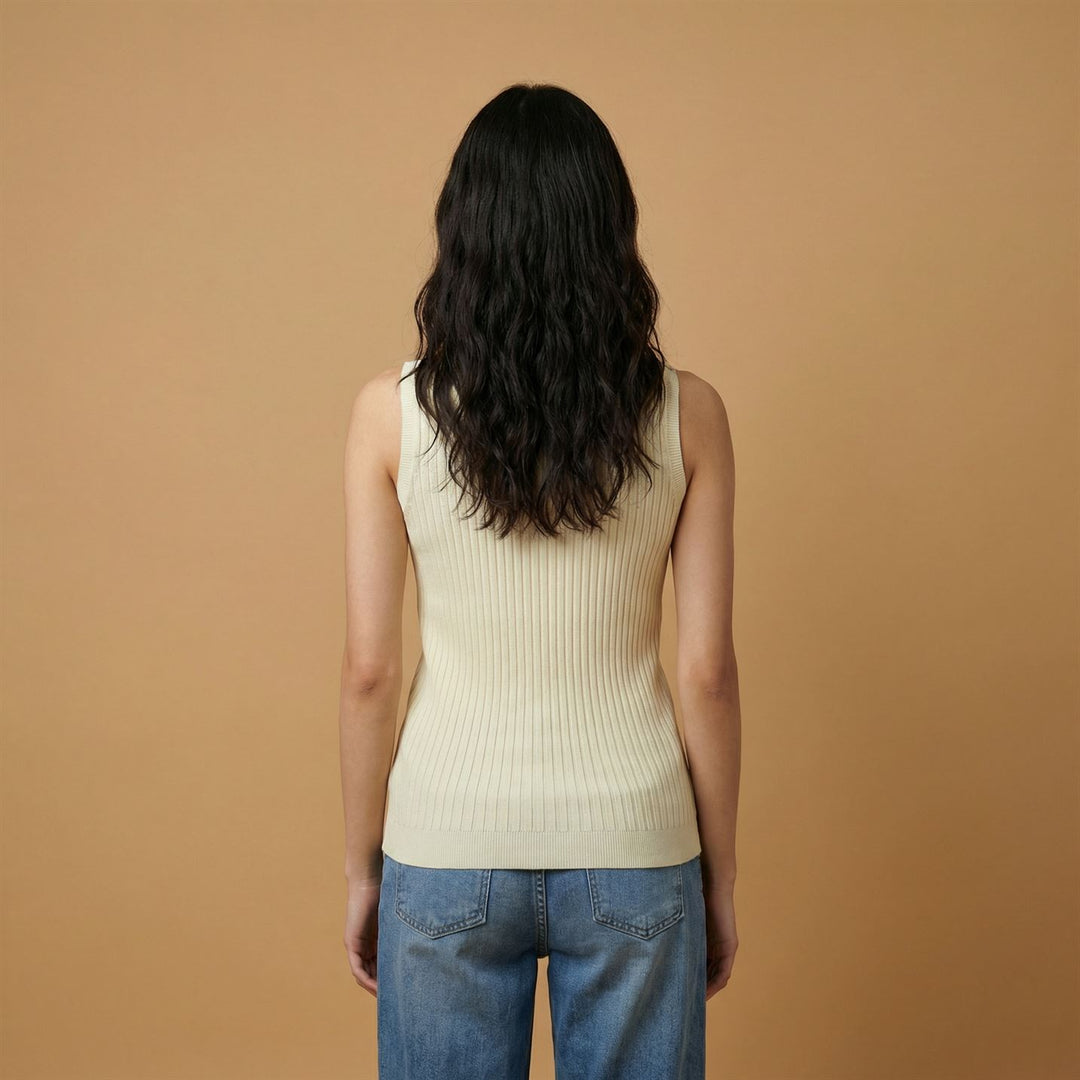 Débardeur côtelé col rond sans manches SVD8073