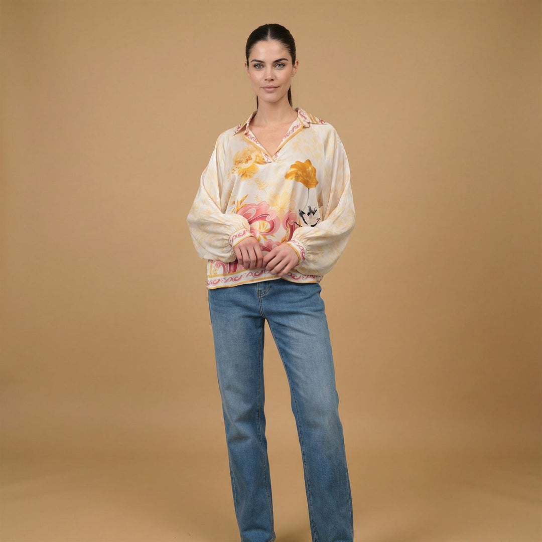 Floral print satin tunic – KD9085VS-5