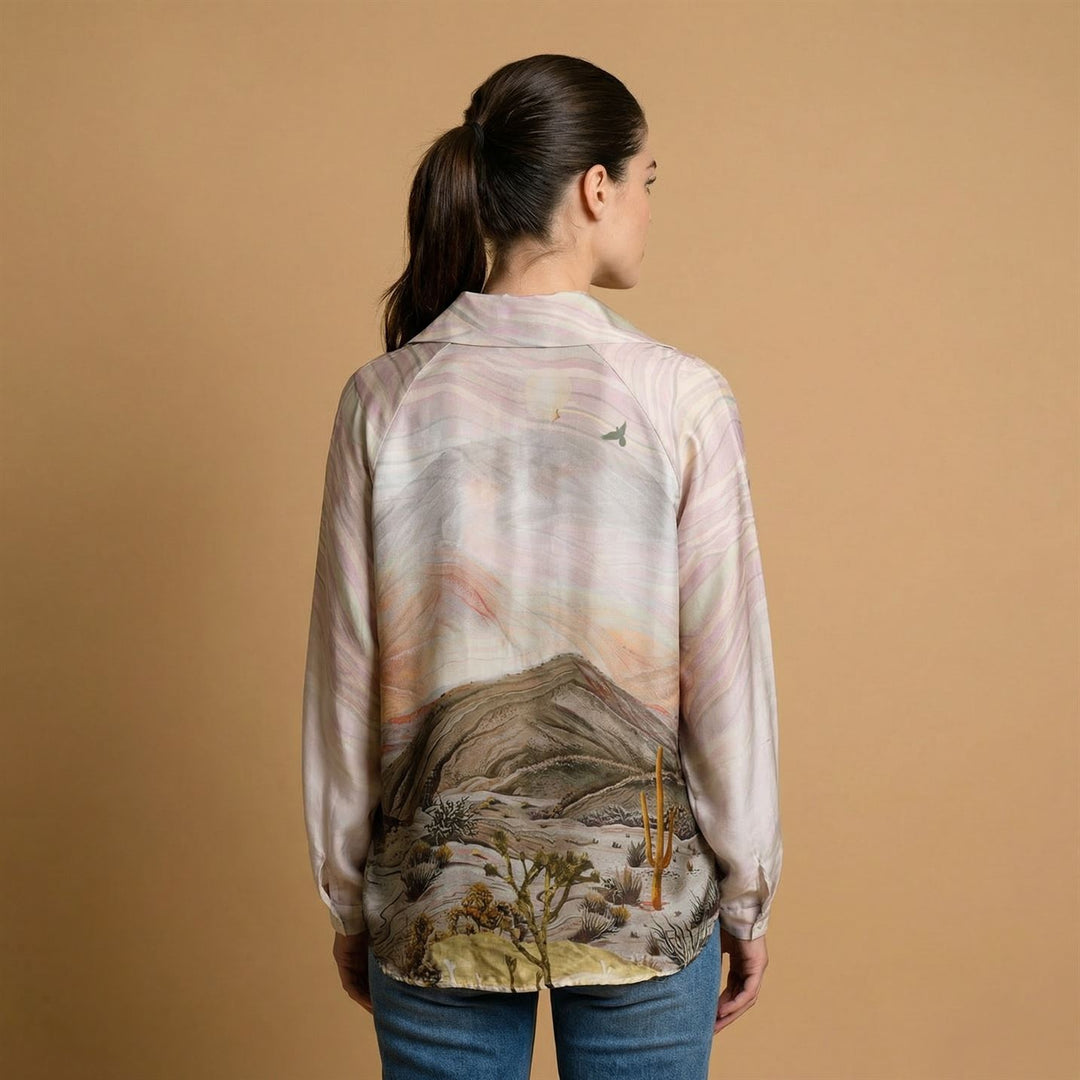 Satin tunic with desert landscape print – KD7365VS-34 