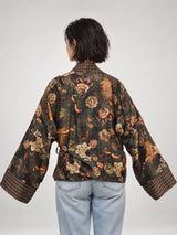 Veste fluide imprimée florale à bordure contrastée – KD10003VS-22