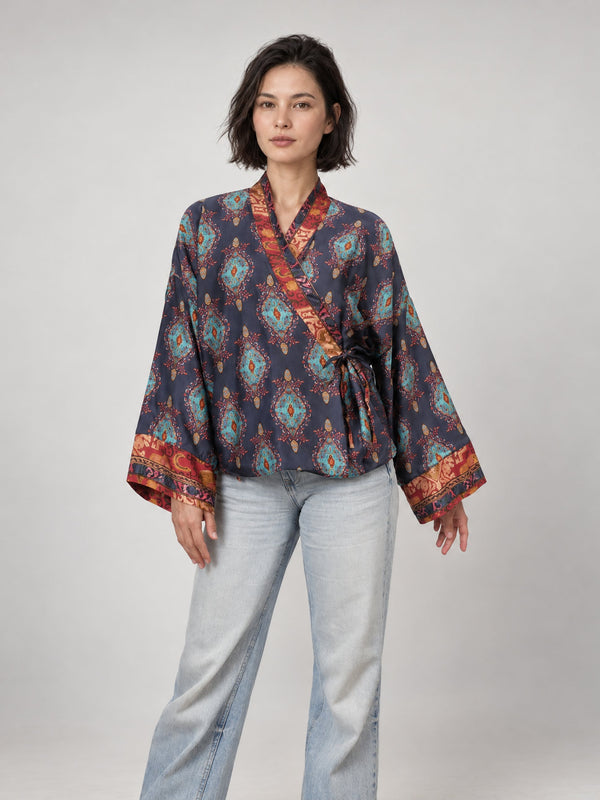 Kimono satiné baroque ceinturé – KD10003VS-49