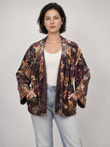 Veste kimono velours fluide à imprimé floral et animalier – KD10026-32