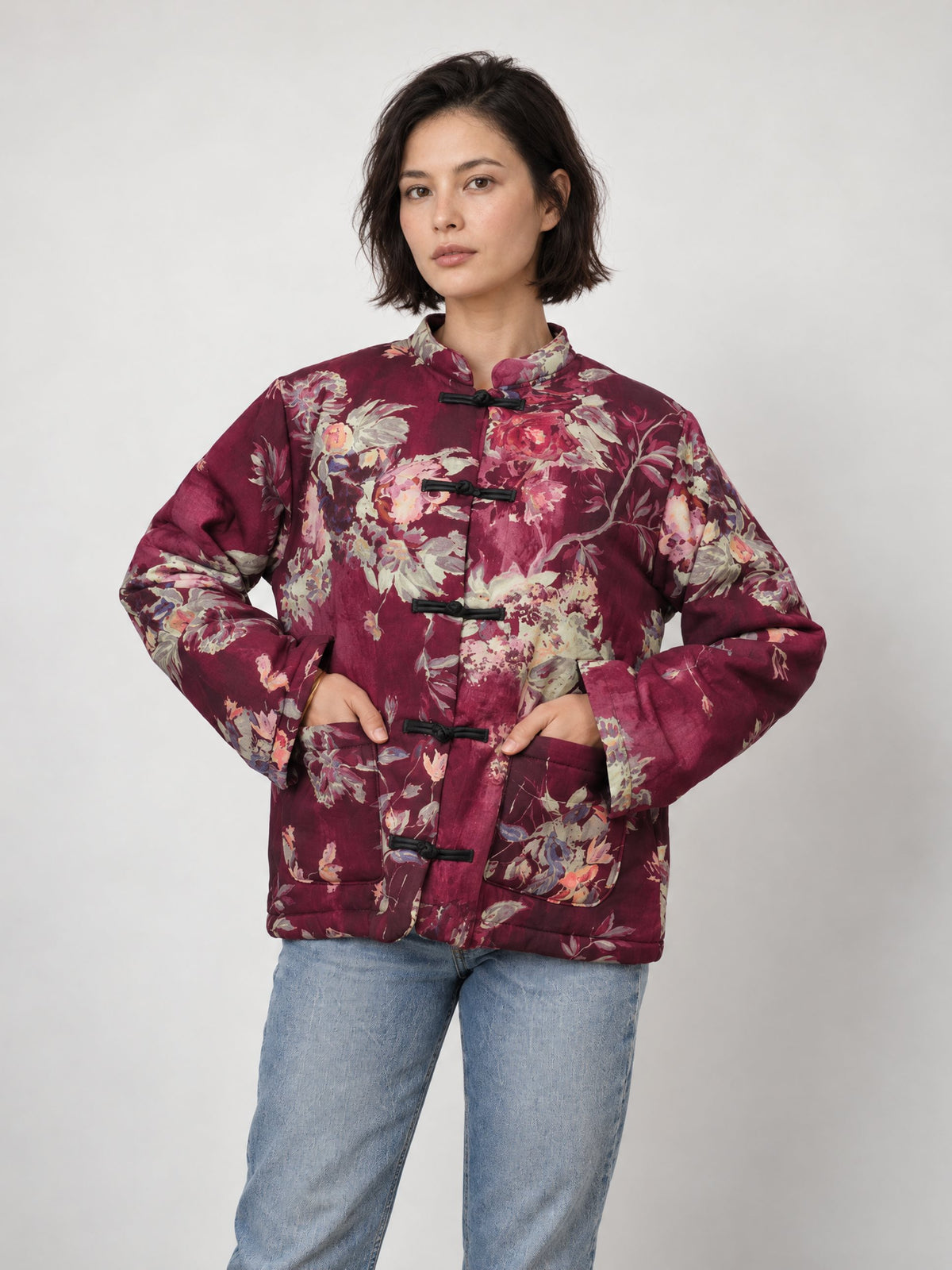Veste à imprimé floral et boutons brandebourg – KD10027