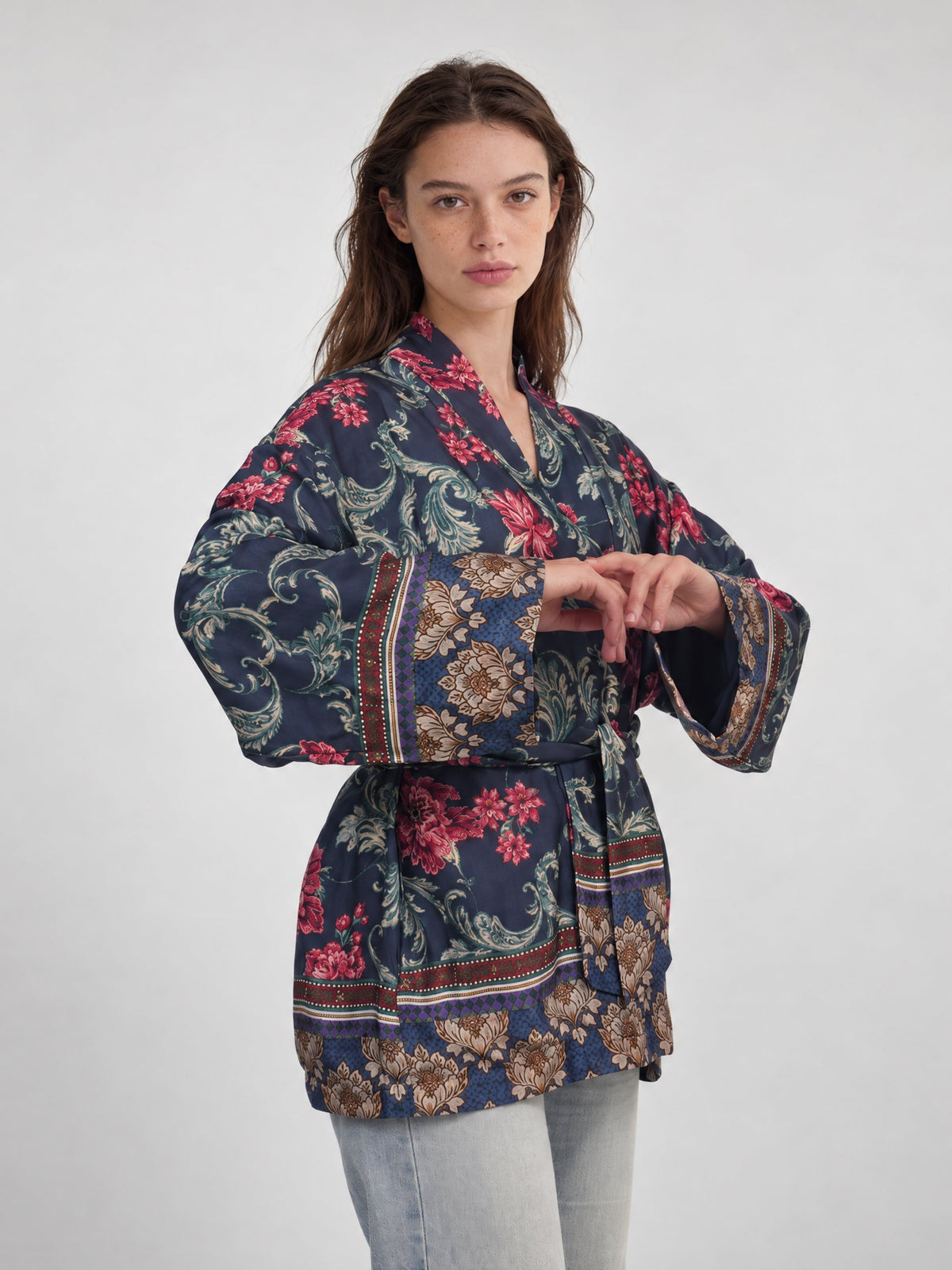 Kimono satiné floral – KD10037VS-47
