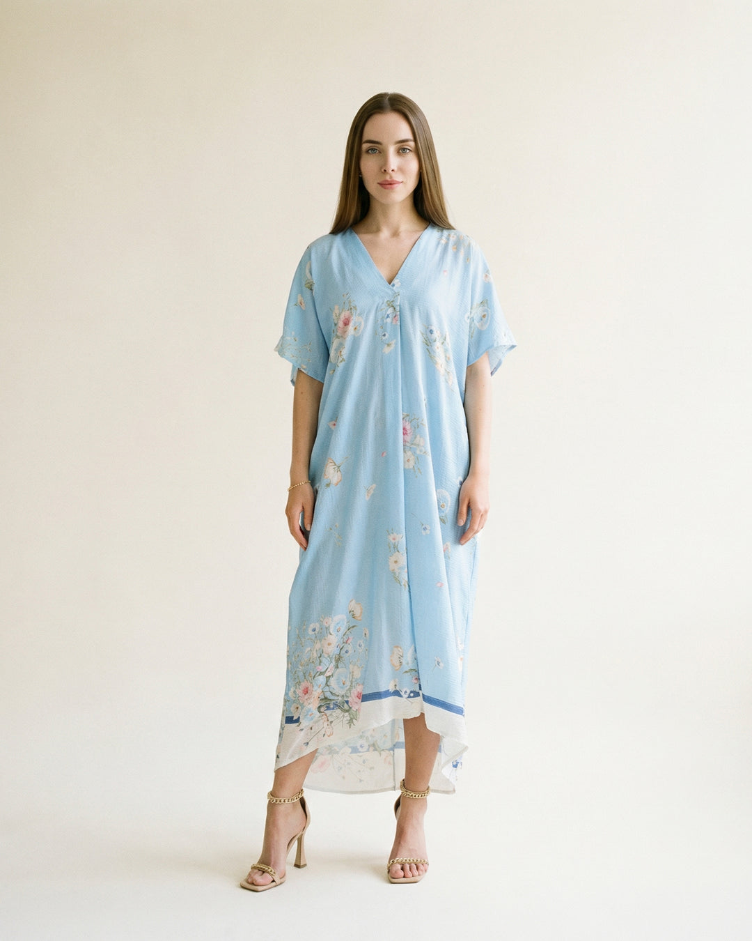 Robe manches courtes Col V Texturée KD5083TC-22