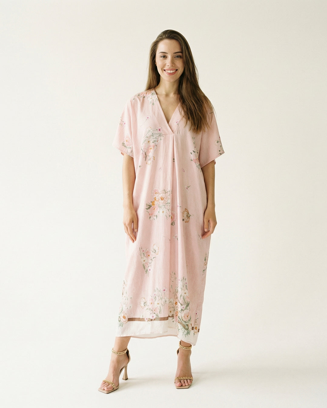 Robe manches courtes Col V Texturée KD5083TC-22