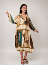 Robe satinée imprimé équestre KD6120VS-2