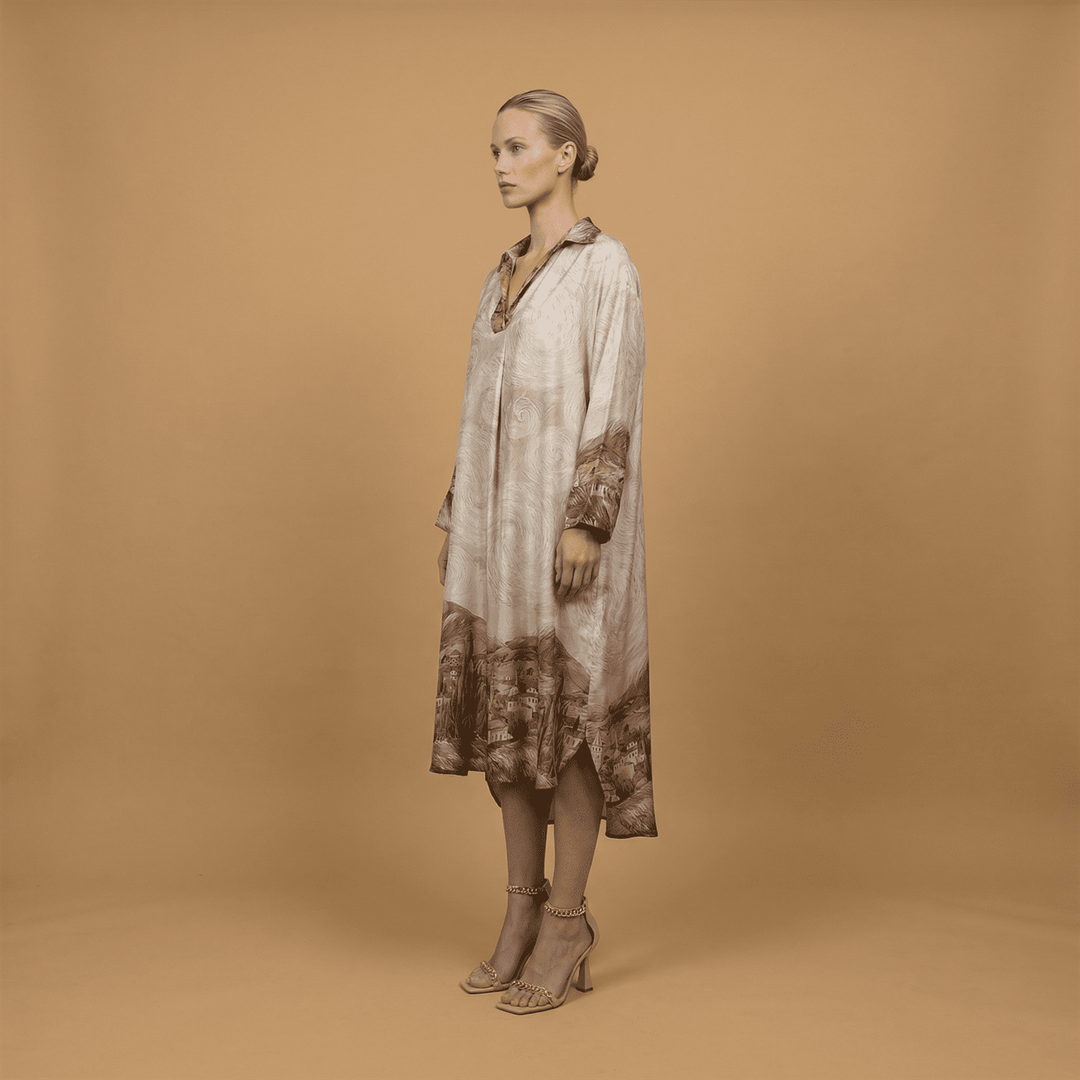 Robe satinée imprimé étoilé KD6120VS-31