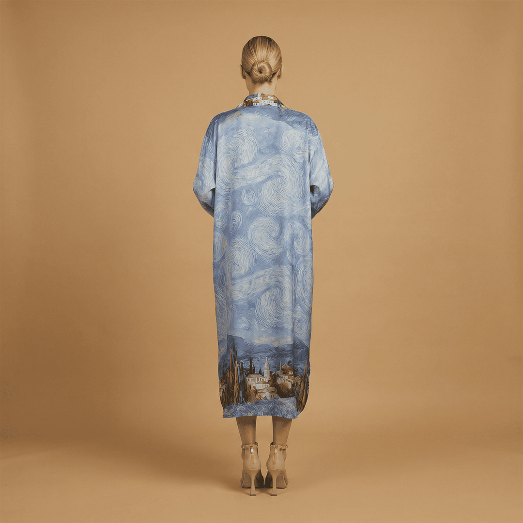 Robe satinée imprimé étoilé KD6120VS-31