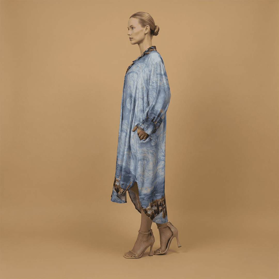 Robe satinée imprimé étoilé KD6120VS-31