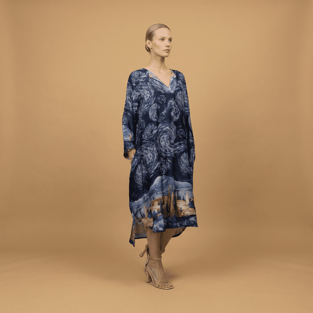 Robe satinée imprimé étoilé KD6120VS-31