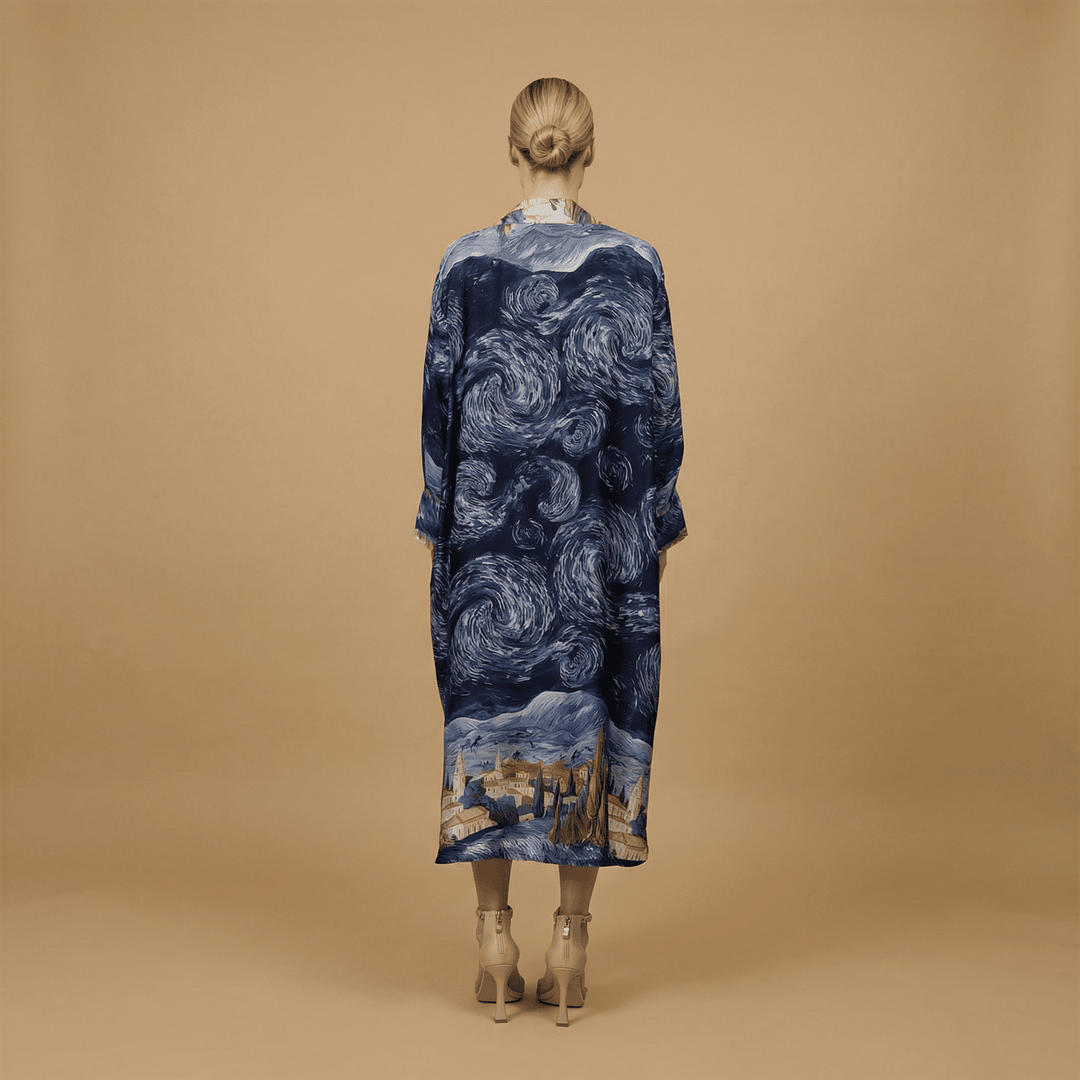 Robe satinée imprimé étoilé KD6120VS-31