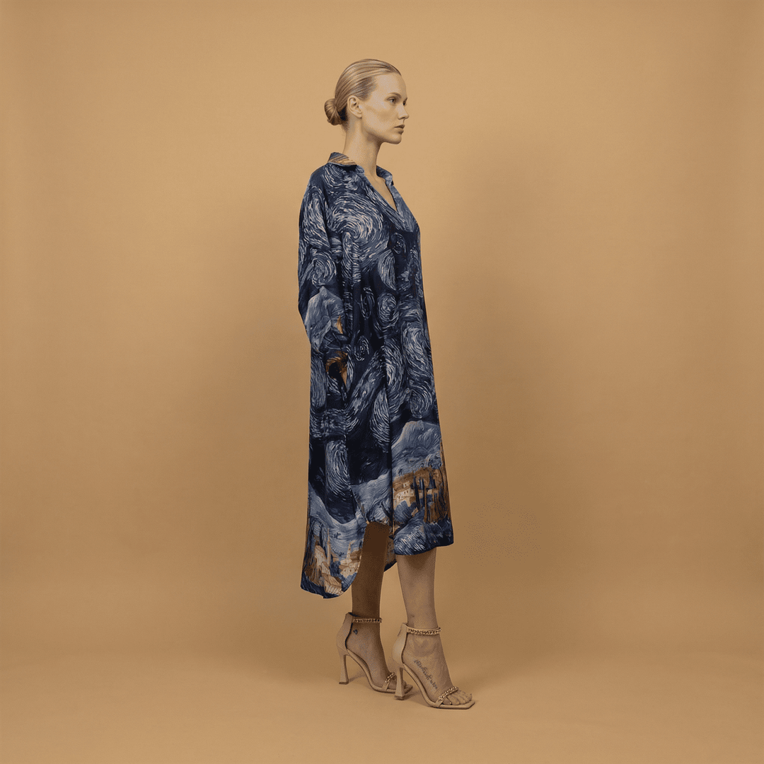 Robe satinée imprimé étoilé KD6120VS-31