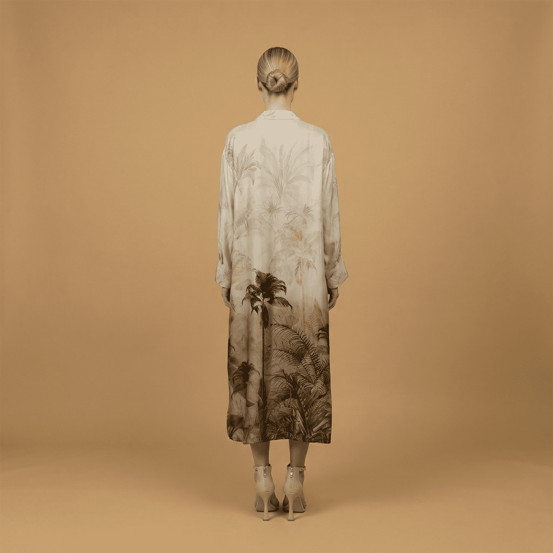 Robe satinée imprimé palmier KD6120VS-35