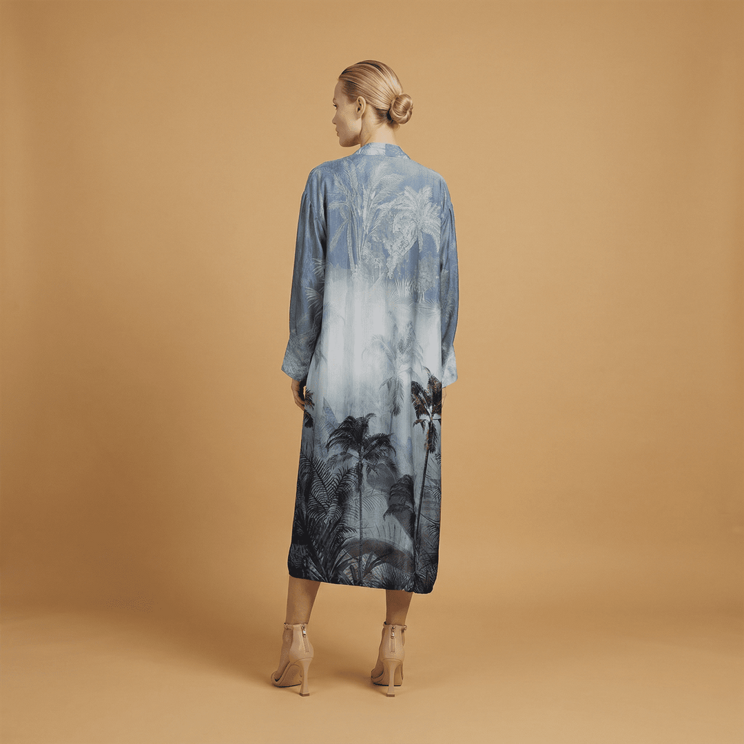 Robe satinée imprimé palmier KD6120VS-35