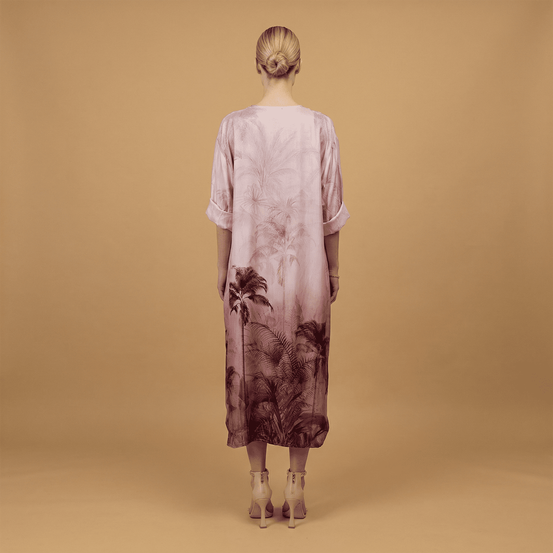 Robe satinée imprimé palmier KD6120VS-35