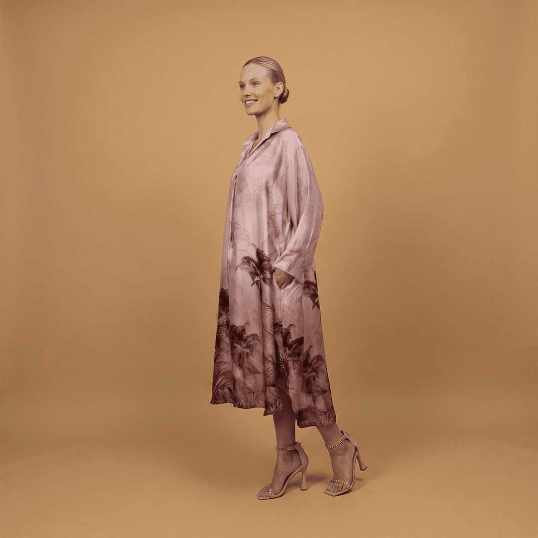 Robe satinée imprimé palmier KD6120VS-35