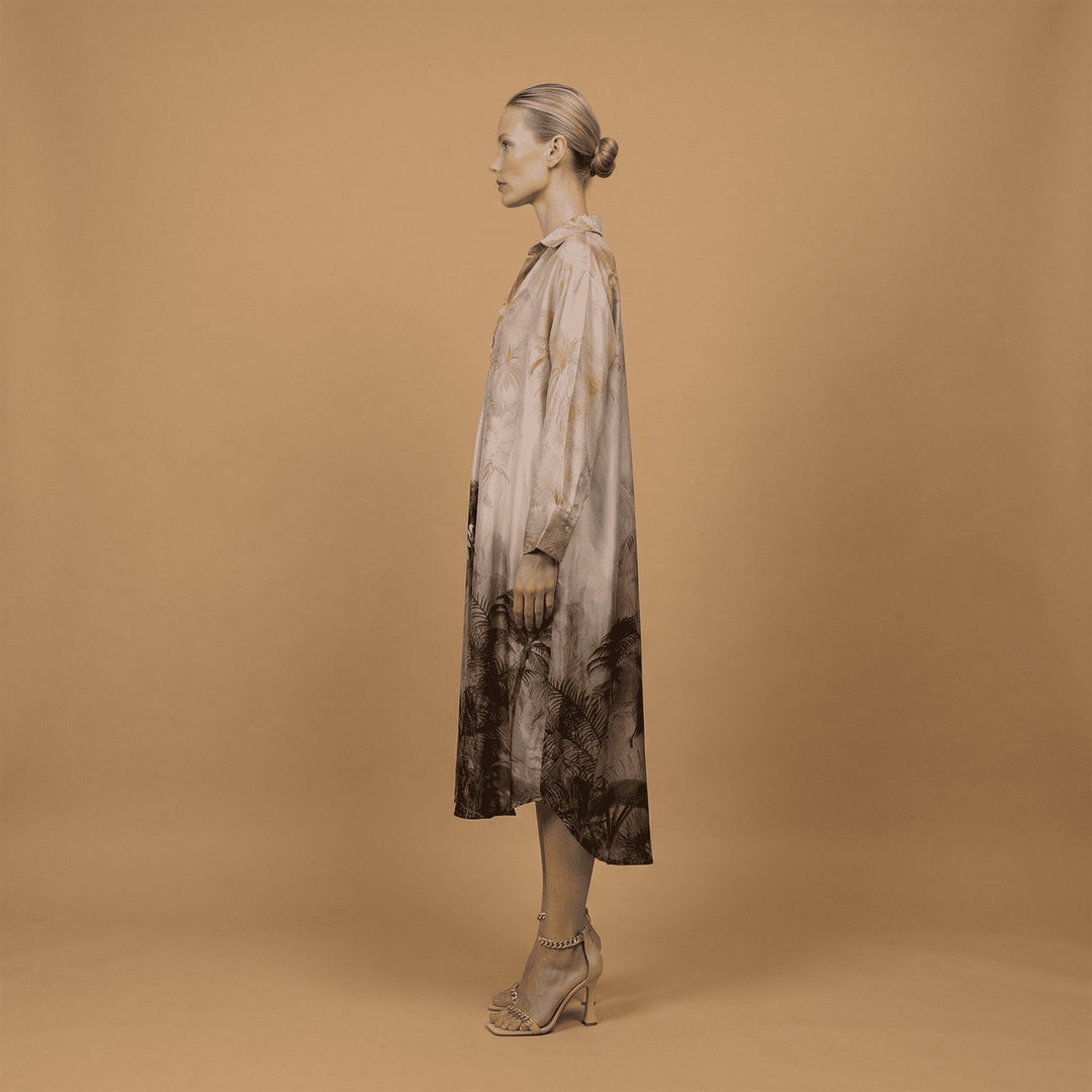 Robe satinée imprimé palmier KD6120VS-35