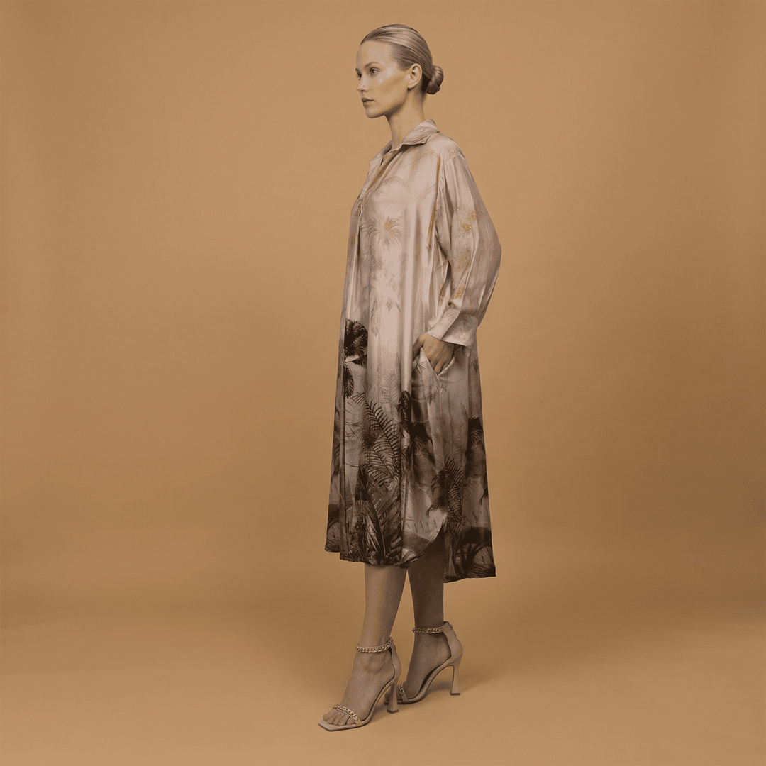 Robe satinée imprimé palmier KD6120VS-35