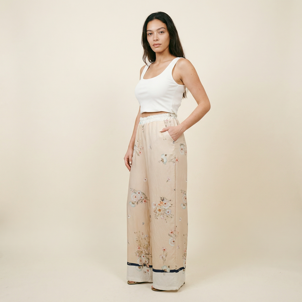 Pantalon large imprimé  texturé kd6637tc 22