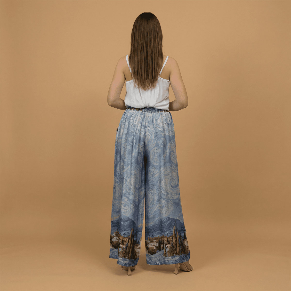 Landscape print satin trousers kd6637vs 31