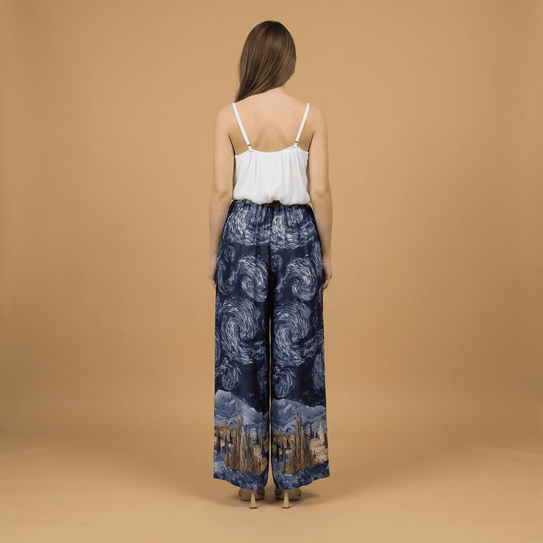 Pantalon satiné imprimé paysage KD6637VS-31