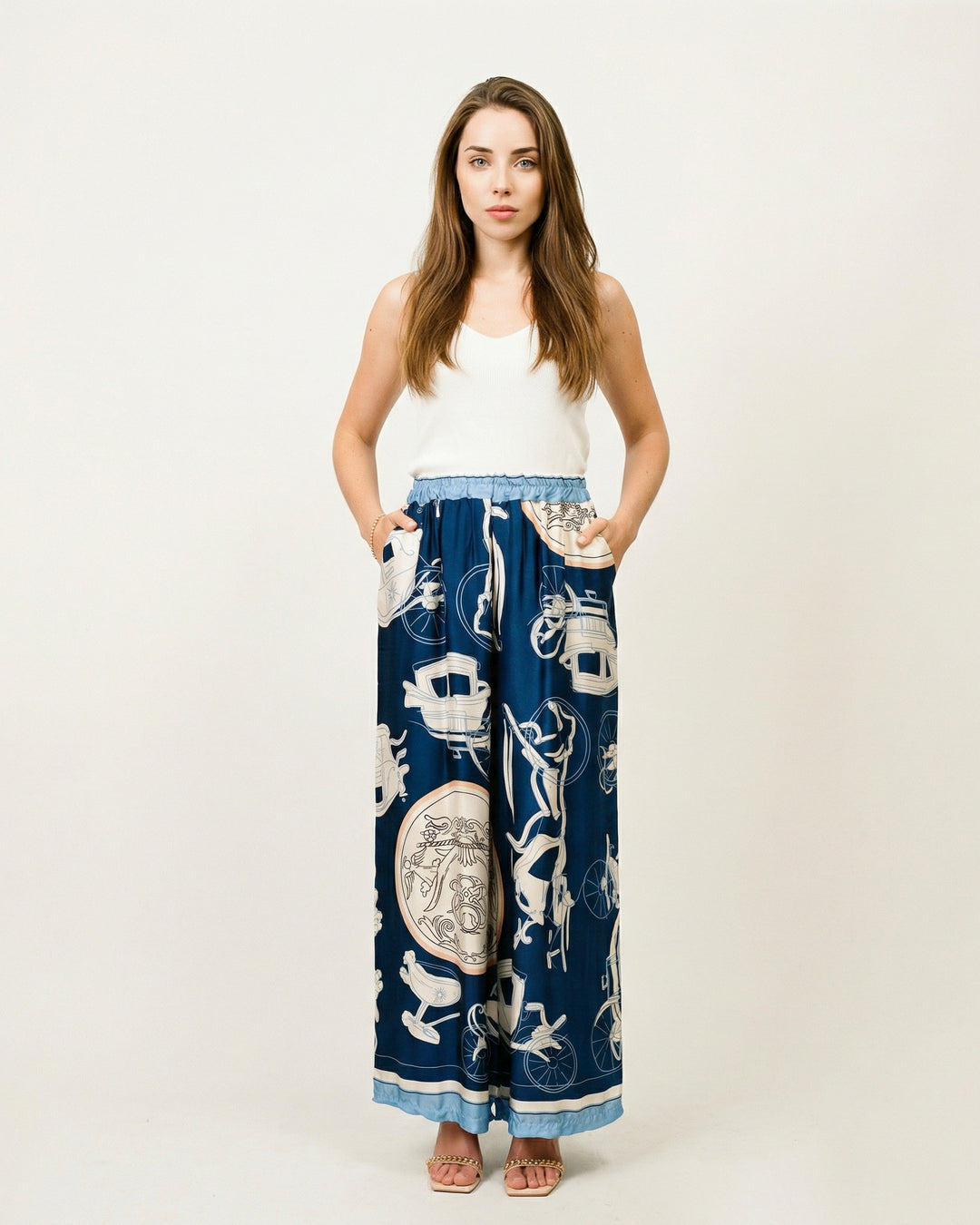 Satin printed wide-leg trousers KD6637VS-35