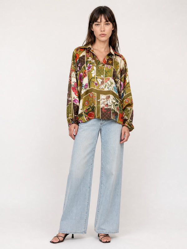 Tunique satinée fluide à imprimé floral KD7365VS-39