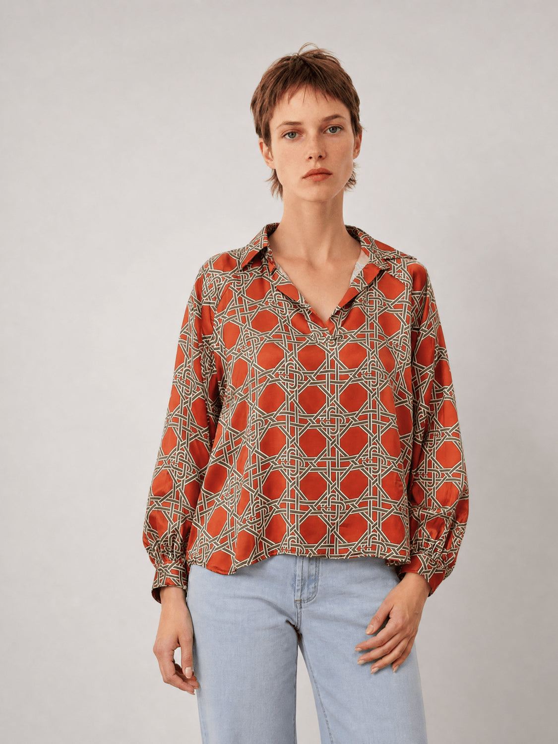 Tunique satinée imprimé maillons KD7365VS-45