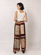 Pantalon satiné ample imprimé chaînes KD7789VS-28