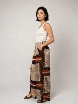 Pantalon satiné ample imprimé chaînes KD7789VS-28